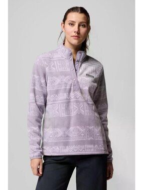 Columbia Benton Springs Purple Printed Half Snap Fleece Sweater Jacket